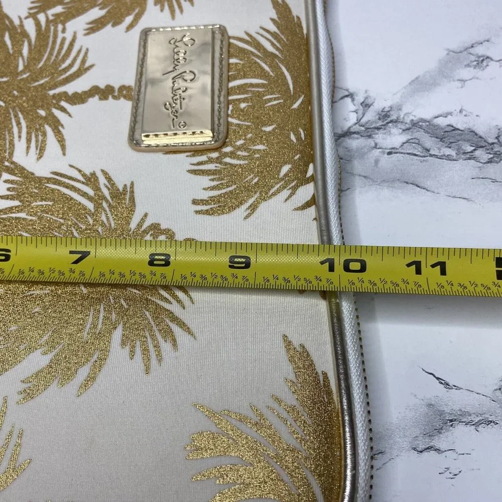 Lilly Pulitzer Gold Palm Tree Print Laptop Sleeve on Cream